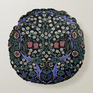 William Morris Blackthorn Victorian Wallpaper Round Cushion