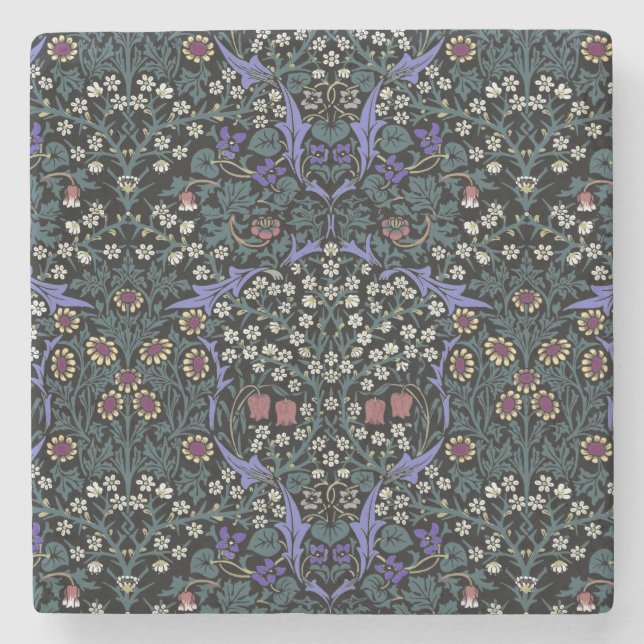 William Morris Blackthorn Victorian Wallpaper Stone Coaster (Front)