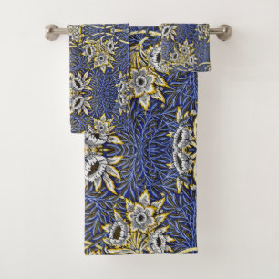 William Morris Blue and Gold Tulip Willow Design Bath Towel Set