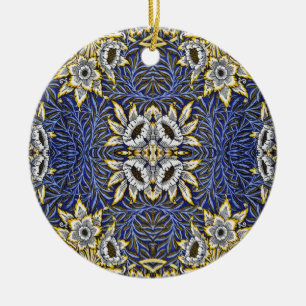 William Morris Blue and Gold Tulip Willow Design Ceramic Ornament