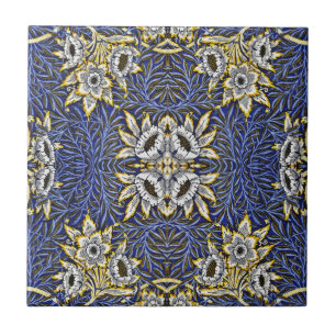 William Morris Blue and Gold Tulip Willow Design Ceramic Tile