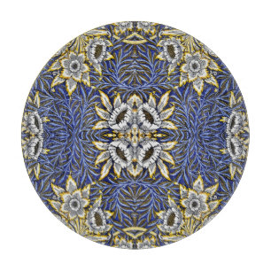 William Morris Blue and Gold Tulip Willow Design Cutting Board