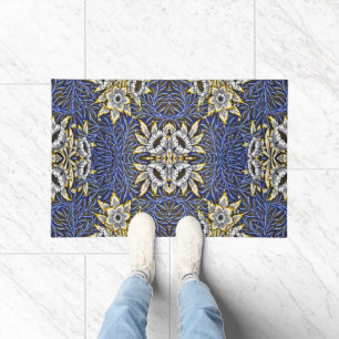 William Morris Blue and Gold Tulip Willow Design Doormat