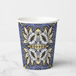 William Morris Blue and Gold Tulip Willow Design Paper Cups
