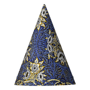 William Morris Blue and Gold Tulip Willow Design Party Hat