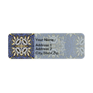 William Morris Blue and Gold Tulip Willow Design Return Address Label