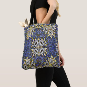 William Morris Blue and Gold Tulip Willow Design Tote Bag