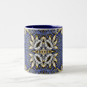 William Morris Blue and Gold Tulip Willow Design Two-Tone Coffee Mug