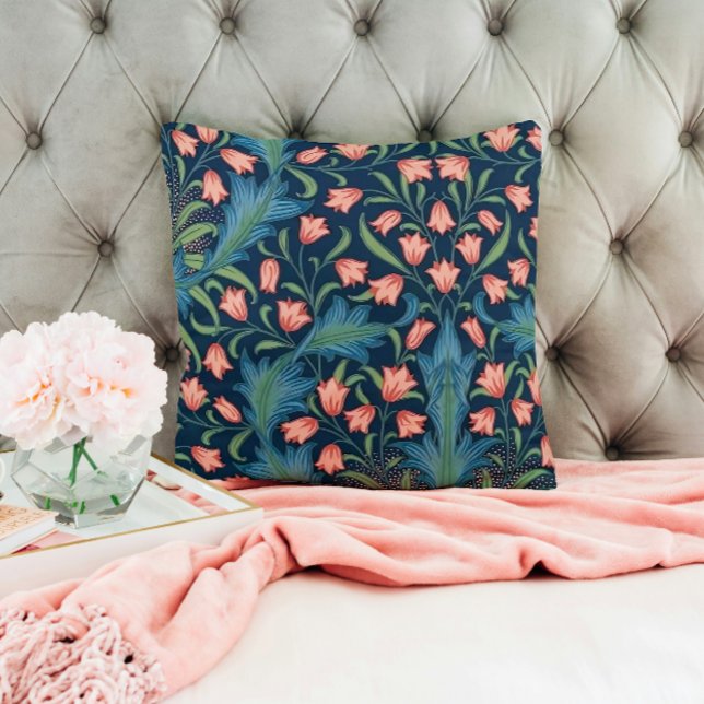 William Morris Blue and Pink Floral Pattern Cushion (Creator Uploaded)