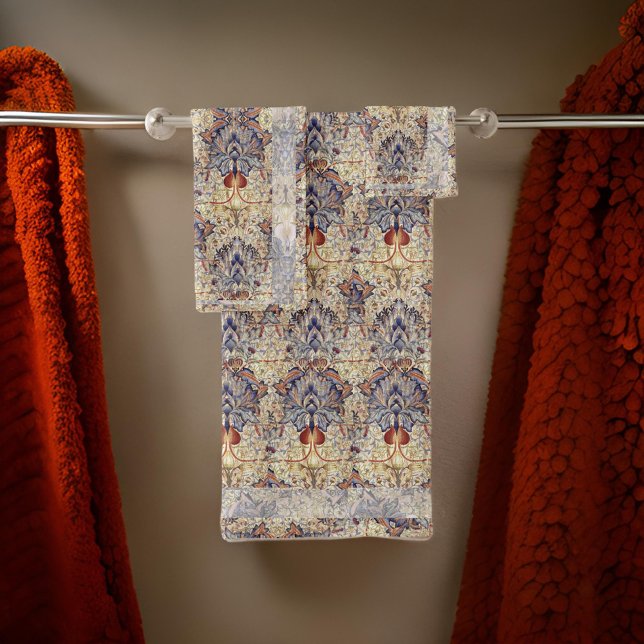William * Morris Blue Artichoke Vintage Botanical Bath Towel Set (Creator Uploaded)