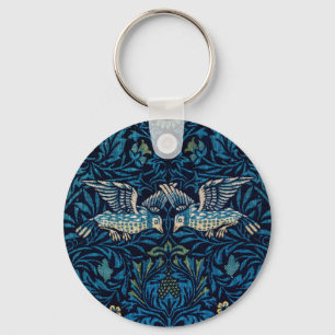 William Morris Blue Birds Floral Tapestry Classic Key Ring