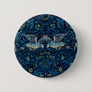 William Morris Blue Birds Tapestry Classic 6 Cm Round Badge