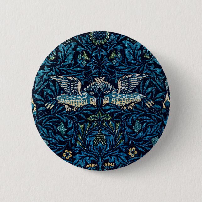 William Morris Blue Birds Tapestry Classic 6 Cm Round Badge (Front)