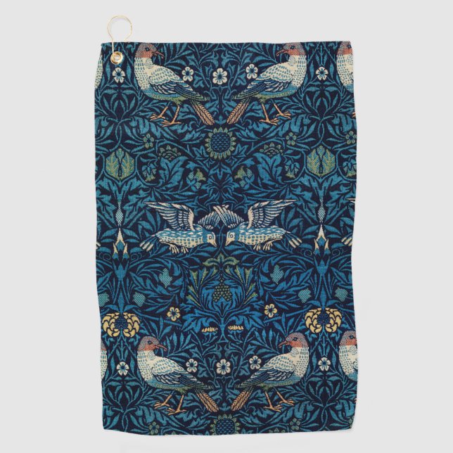 William Morris Blue Birds Tapestry Classic Golf Towel (Front)