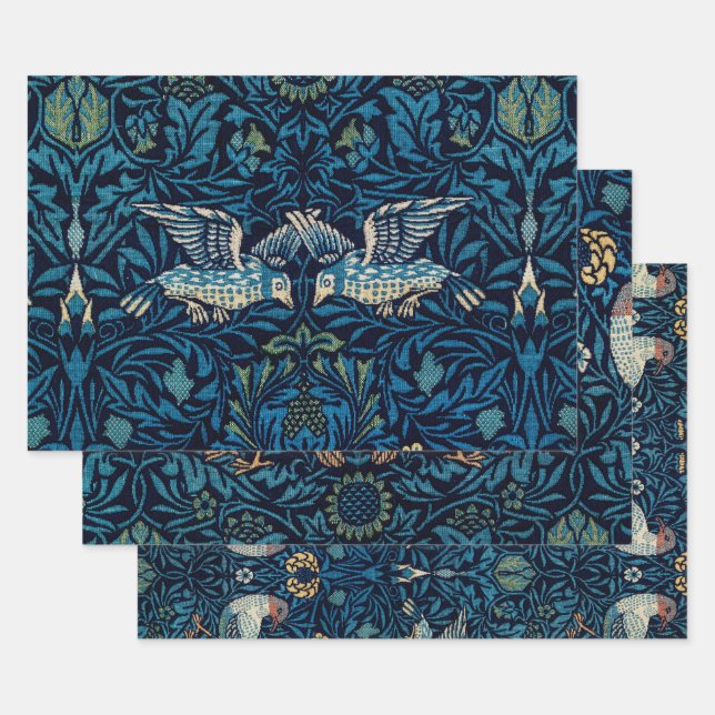 William Morris Blue Birds Tapestry Classic Wrapping Paper Sheet (Set)