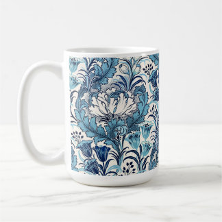 William Morris Blue Cream Floral Pattern Coffee Mug