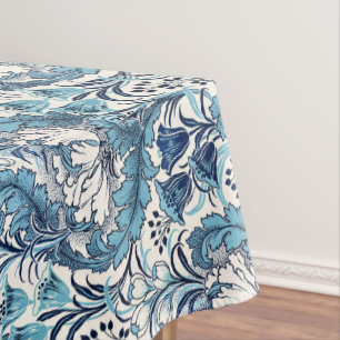 William Morris Blue Cream Floral Pattern Tablecloth