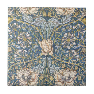William Morris Blue Floral Ceramic Tile