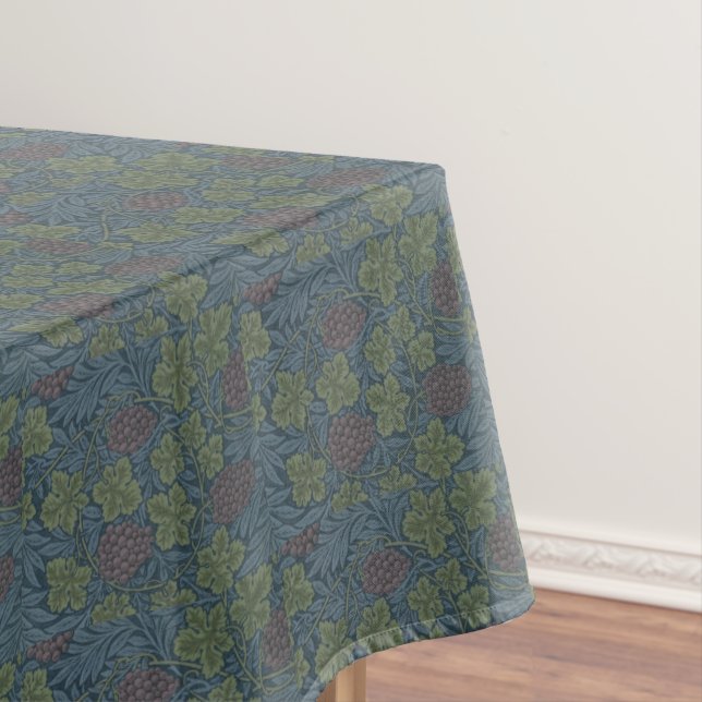 William Morris Blue Floral Vine Wallpaper Design Tablecloth (In Situ)