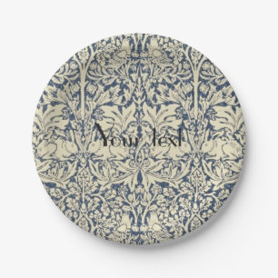 William Morris, Blue grey, pattern,art nouveau,vin Paper Plate