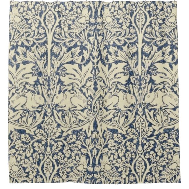 William Morris, Blue grey, pattern,art nouveau,vin Shower Curtain (Front)