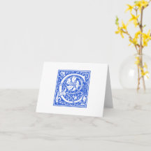 William Morris Blue Initial C Card & Envelope