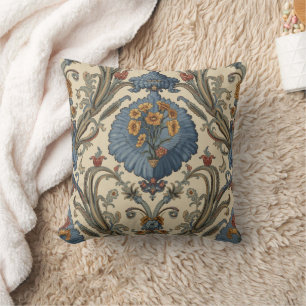 William Morris Blue Iris vintage floral pattern Cushion