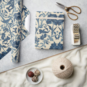 William Morris Blue Iris vintage floral pattern Wrapping Paper