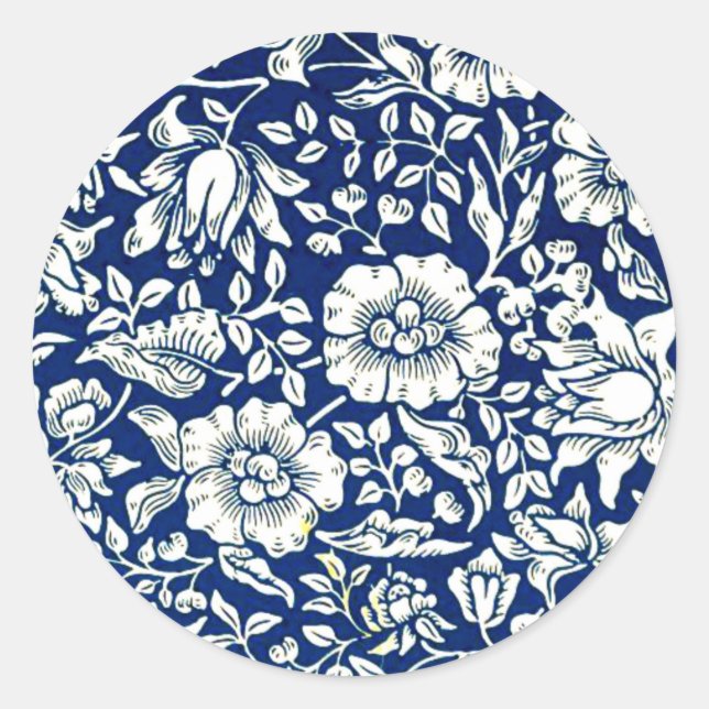 William Morris - Blue Mallow  Poster Classic Round Sticker (Front)