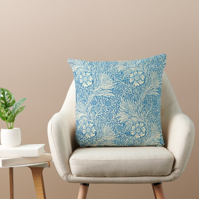 William Morris Blue Marigold 1-Side Floral Pattern Cushion (Creator Uploaded)