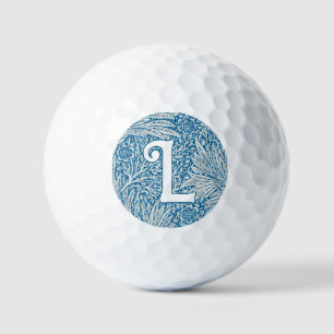 William Morris Blue Marigold Monogram Golf Balls
