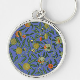 William Morris Blue Wallpaper Pattern Key Ring
