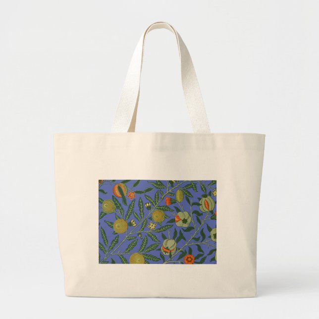 William Morris Blue Wallpaper Pattern Large Tote Bag (Front)