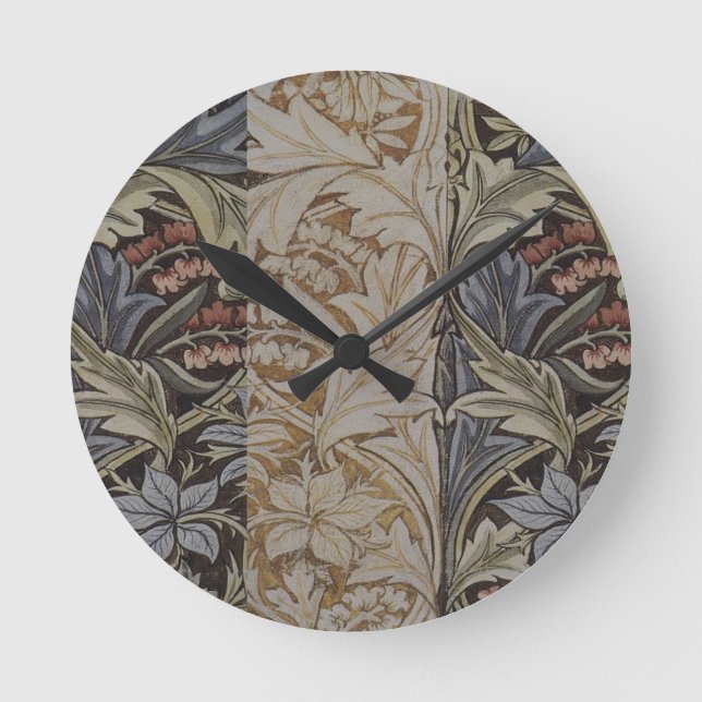 William Morris Bluebell Tapestry Design Round Clock (Front)