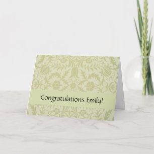 William Morris Borage vintage soft green damask Card