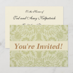 William Morris Borage vintage soft green damask Invitation