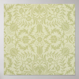 William Morris Borage vintage soft green damask Poster
