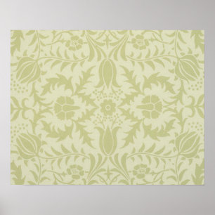 William Morris Borage vintage soft green damask Poster