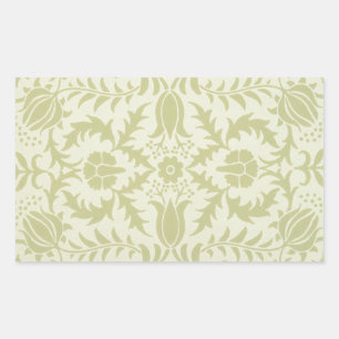 William Morris Borage vintage soft green damask Rectangular Sticker