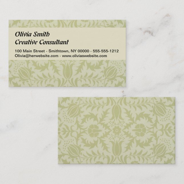William Morris Borage Wedding Soft Green Business Card (Front/Back)