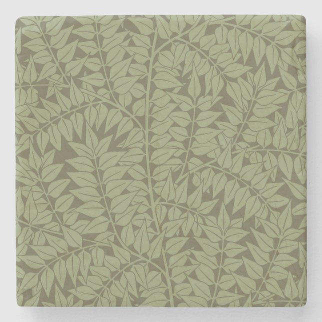 William Morris Branch Art Nouveau Classic Design Stone Coaster (Front)