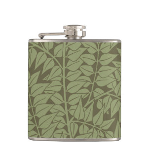 William Morris Branch Leaves Wallpaper Hip Flask