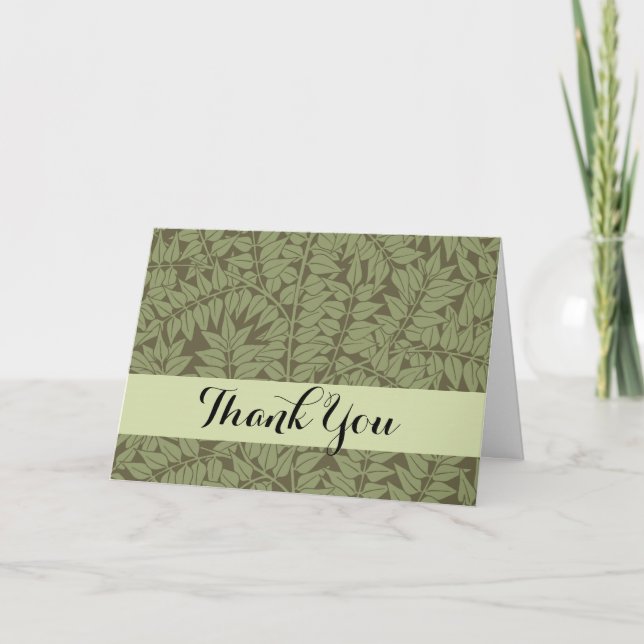 William Morris Branch Leaves Wallpaper Thank You Card (Front)