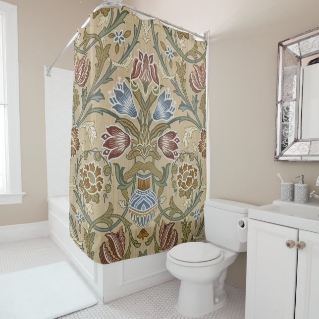 William Morris Brocade Elegant Garden Classic Shower Curtain (In Situ)