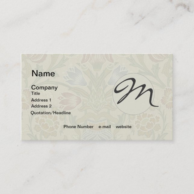 William Morris Brocade Floral Wallpaper Pattern Business Card (Front)