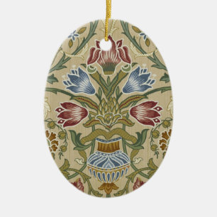 William Morris Brocade Floral Wallpaper Pattern Ceramic Ornament