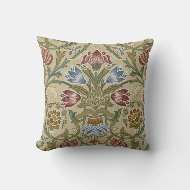 William Morris Brocade Floral Wallpaper Pattern Cushion (Front)