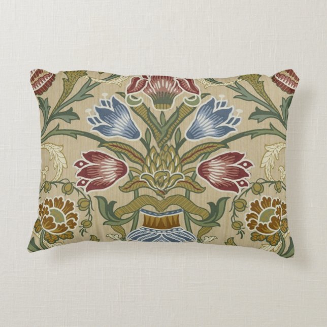 William Morris Brocade Floral Wallpaper Pattern Decorative Cushion (Back)