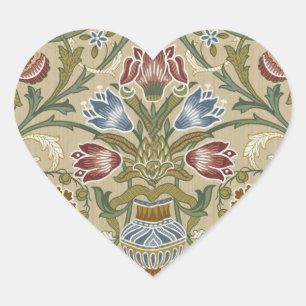 William Morris Brocade Floral Wallpaper Pattern Heart Sticker