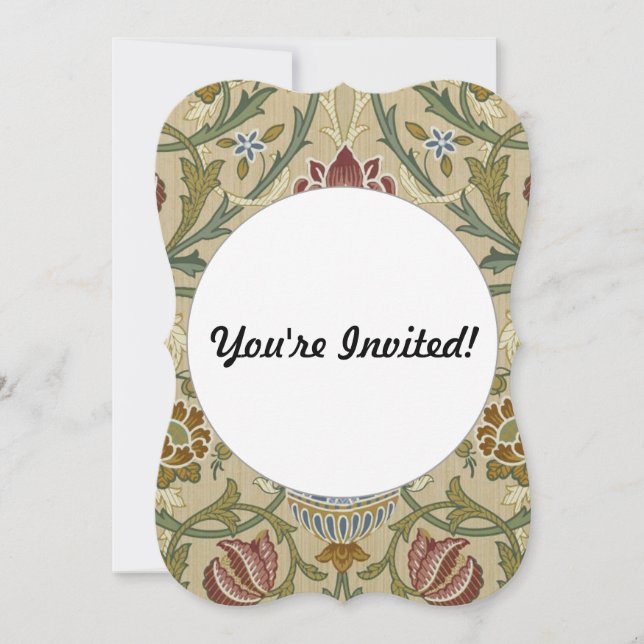 William Morris Brocade Floral Wallpaper Pattern Invitation (Front)